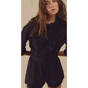 Free People Ryan knit Black Romper XS FP Beach